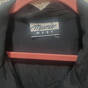 Marnie West black blouse  size medium with gold tone buttons